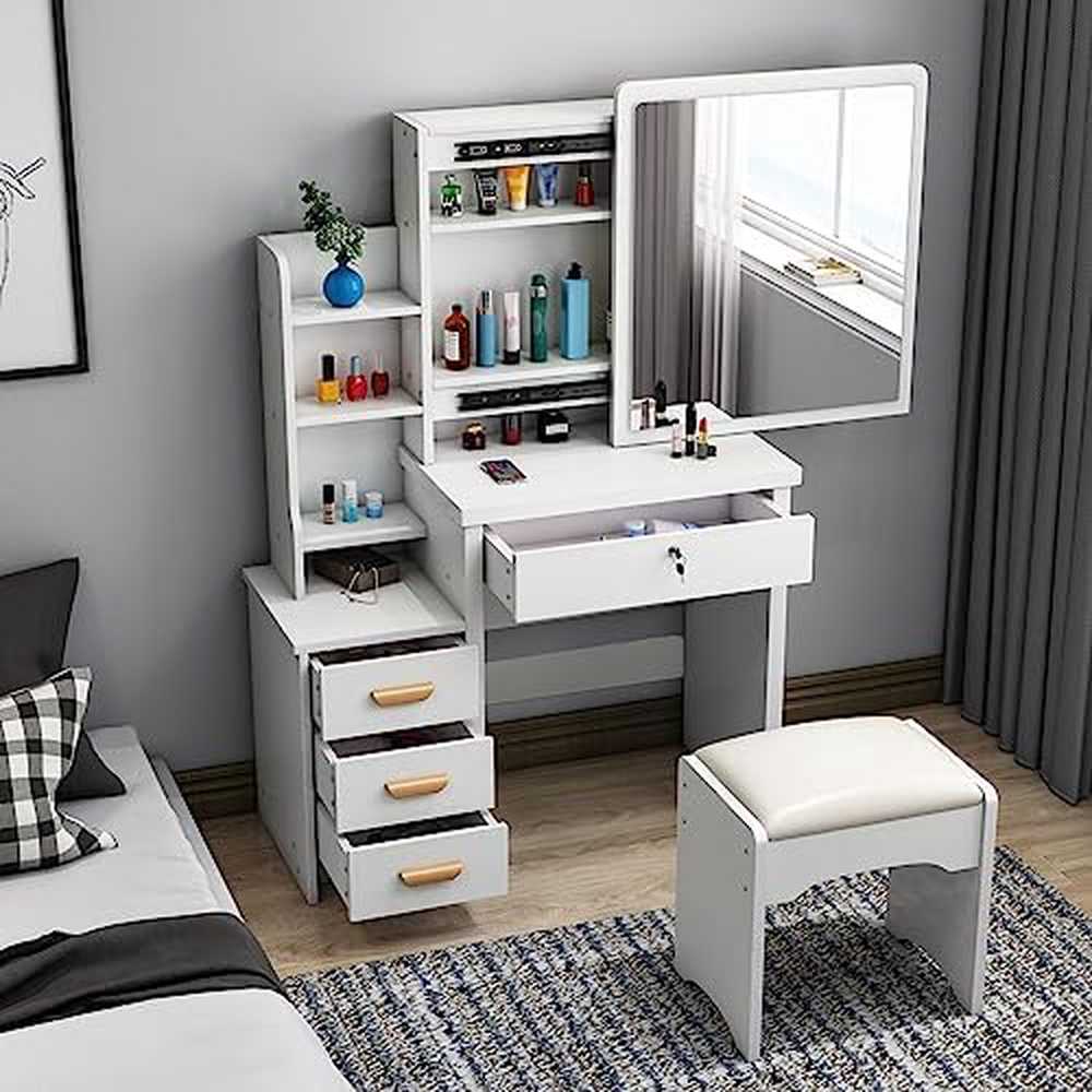 POSTAZIONE TRUCCO TOELETTA IN LEGNO BALLERINA COLORE "BIANCO"