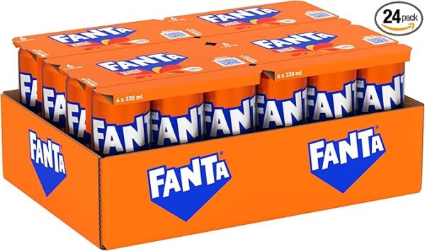 Fanta Original Gusto Arancia, con Succo di Arance Italiane, Senza Aggiunta di Conservanti, Lattina 100% riciclabile, Gusto Rinfrescante - 24 lattine da 330 ml