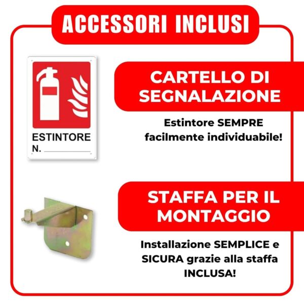Estintore Polvere 6 KG - ANNO: 2025 - CERTIFICATO E OMOLOGATO A NORMA DI LEGGE + STAFFA E CARTELLO - Soluzione Sicurezza Antincendio Professionale - immagine 4