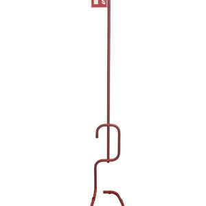 PIANTANA PORTA ESTINTORE COMPLETA IN ROSSO | Base, Asta & Cartello - Misure Totali: H100cm