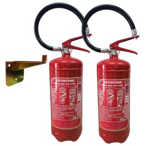 Set da 2 Estintori Polvere 6 KG - ANNO: 2026 + MANUALE USO E MANUTENZIONE - CERTIFICATO E OMOLOGATO A NORMA DI LEGGE + STAFFA E CARTELLO - Soluzione Sicurezza Antincendio Professionale